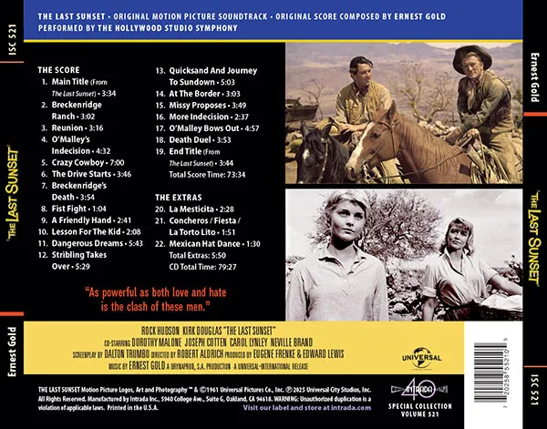 THE LAST SUNSET soundtrack Ernerst Gold back