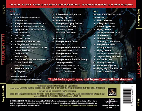 The secret of Nimh new edition soundtrack back