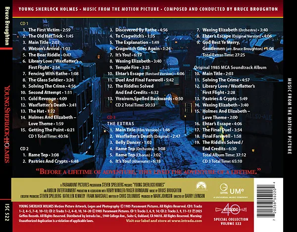 Young Sherlock Holmes Soundtrack Bruce Broughton back