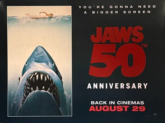 JAWS 50TH ANNIVERSARY movie poster quad