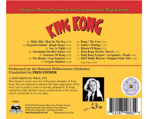 KING KONG soundtrack back