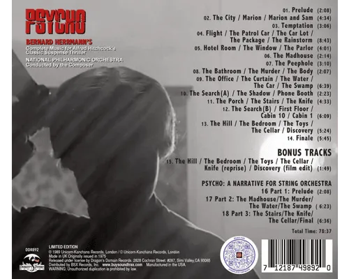 PSYCHO soundtrack back