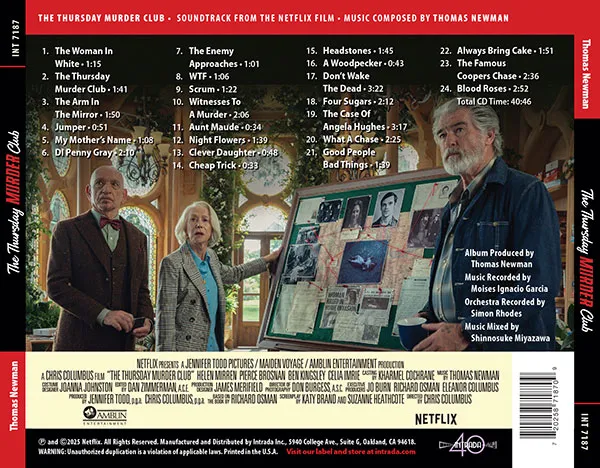 THE THURSDAY MURDER CLUB cd soundtrack back