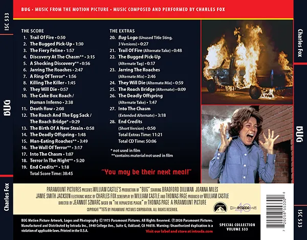 BUG soundtrack Charles Fox back