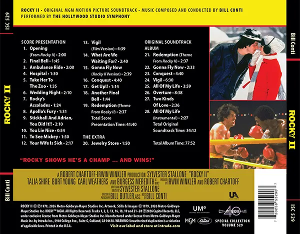 Rocky II soundtrack back