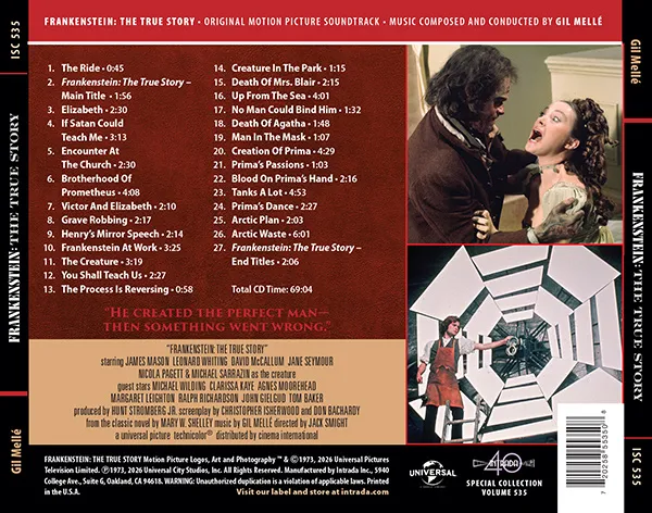 FRANKENSTEIN THE TRUE STORY soundtrack Gil Mellé back