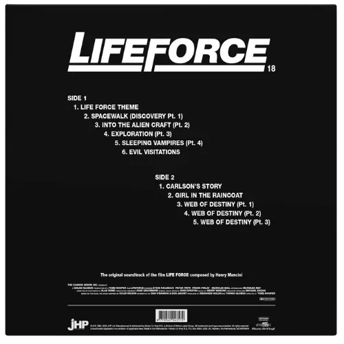Lifeforce vinyl soundtrack back