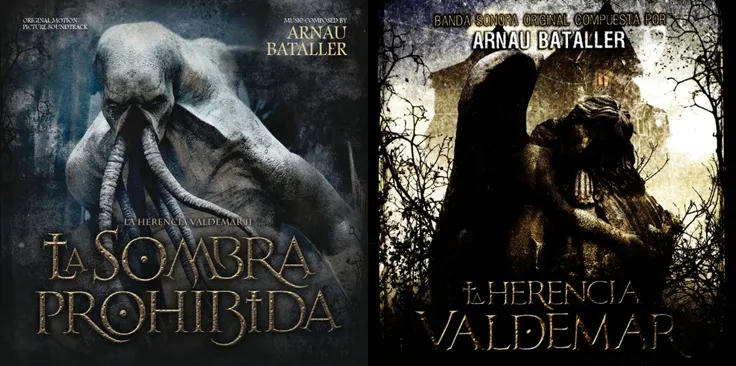 Portadas de las bandas sonoras de Arnau Bataller con el director José Luis Alemán, La Herencia Valdemar y La Sombra Prohibida