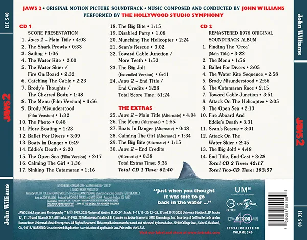 Jaws 2 soundtrack John Williams back